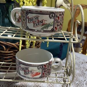 Houston White Ceramic Soup Mugs - Set of 2